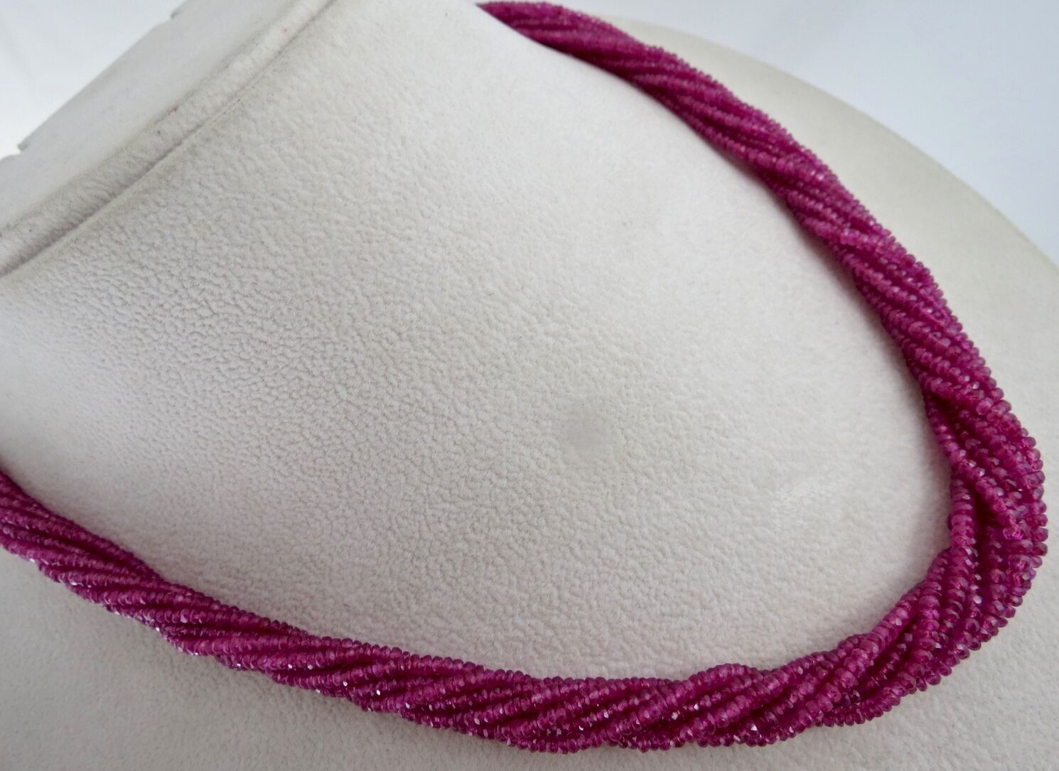 NATURAL HEATED RUBY BEADS 296 CTS FACETED ROUND 18KGOLD GEMSTONE LADIES NECKLACE