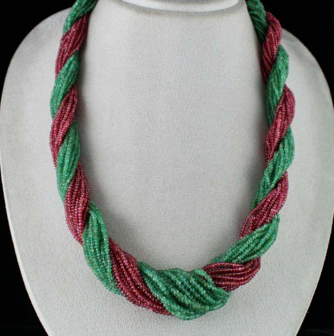 Certified Natural Emerald Spinel 859 Ct Beads Gemstone Cocktail Necklace