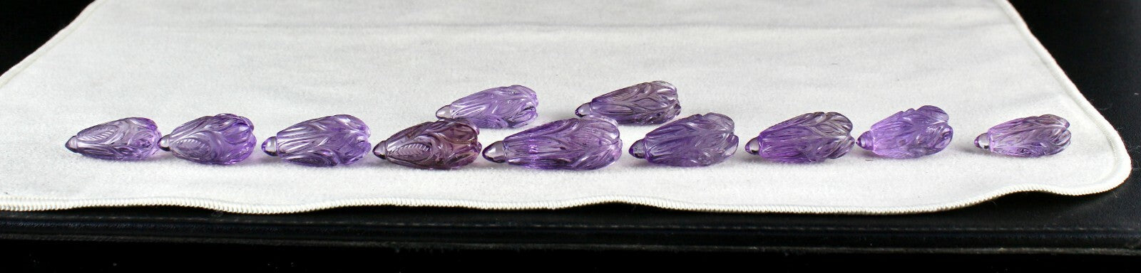 Natural Amethyst Carved Drops 11 Pcs 247cts Loose Gem Necklace Earring Set
