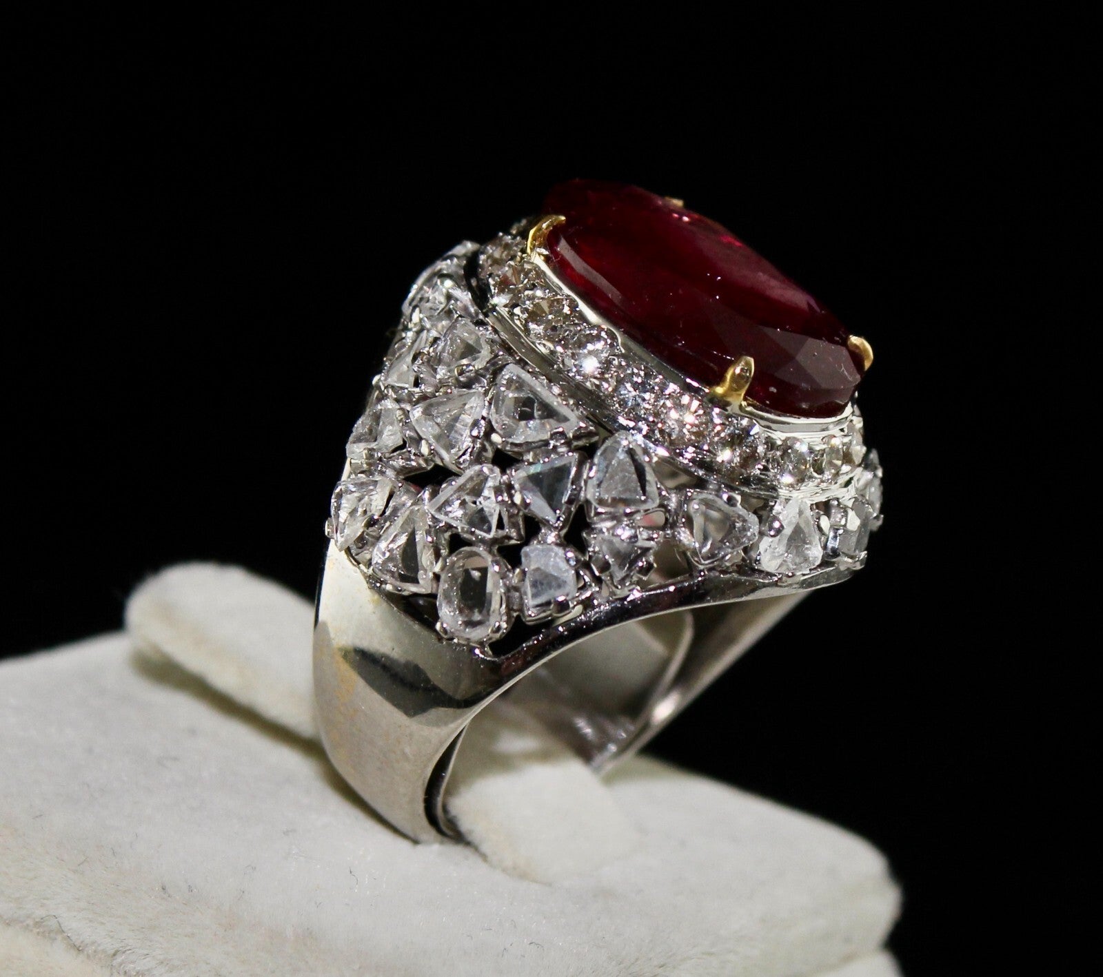 Certified Natural Rubellite Tourmaline 10ct Diamond 18k Gold Vintage Ring