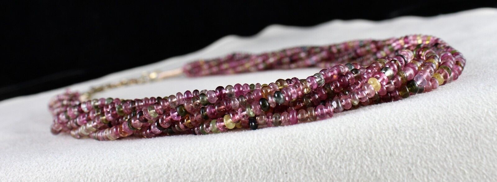 NATURAL TOURMALINE BEADED 9 LINE 400 CT MULTI COLOUR GEMSTONE SILVER NECKLACE