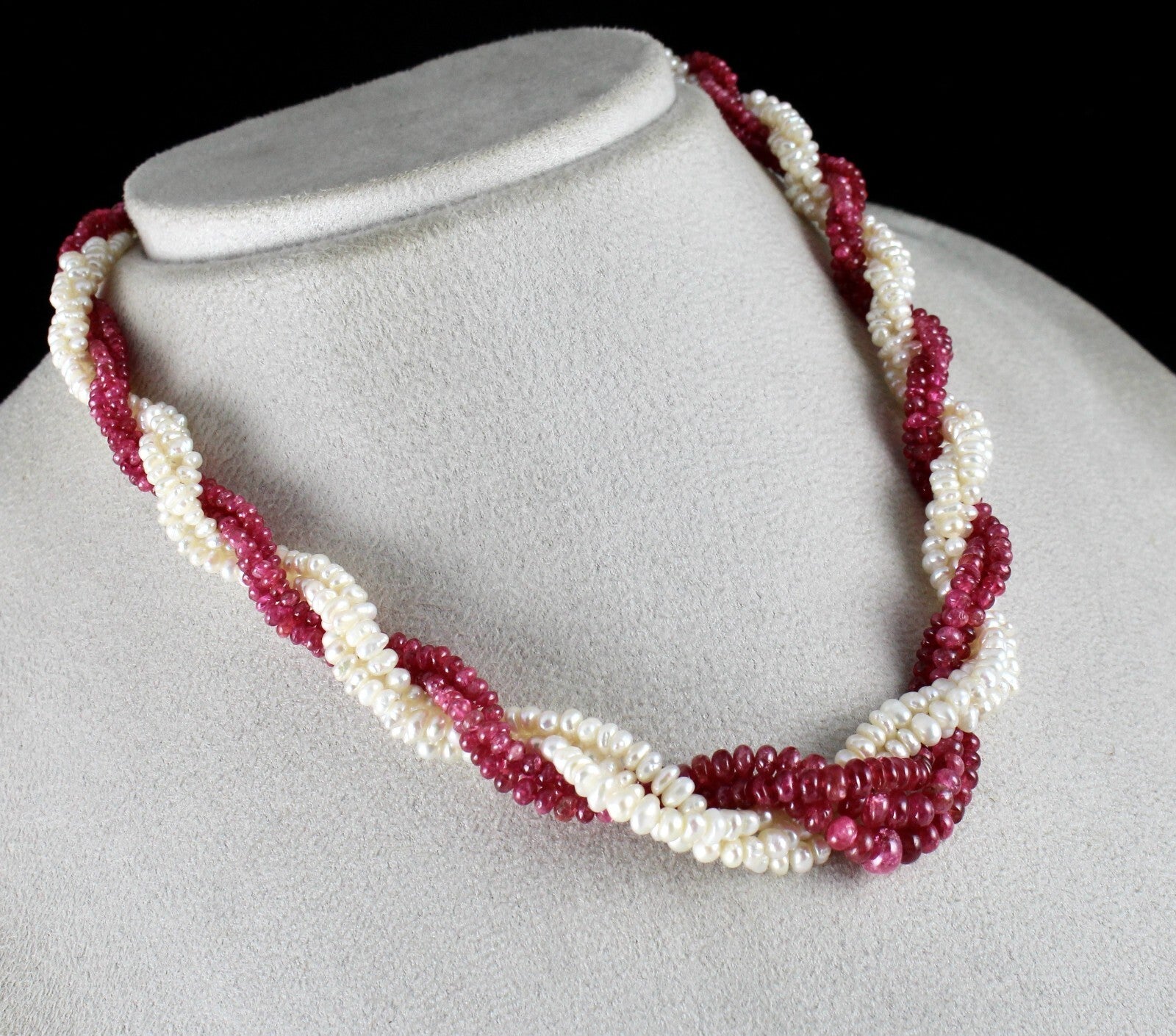 Certified Antique Natural Red Spinel 253ct Pearl Gemstone Necklace For Women