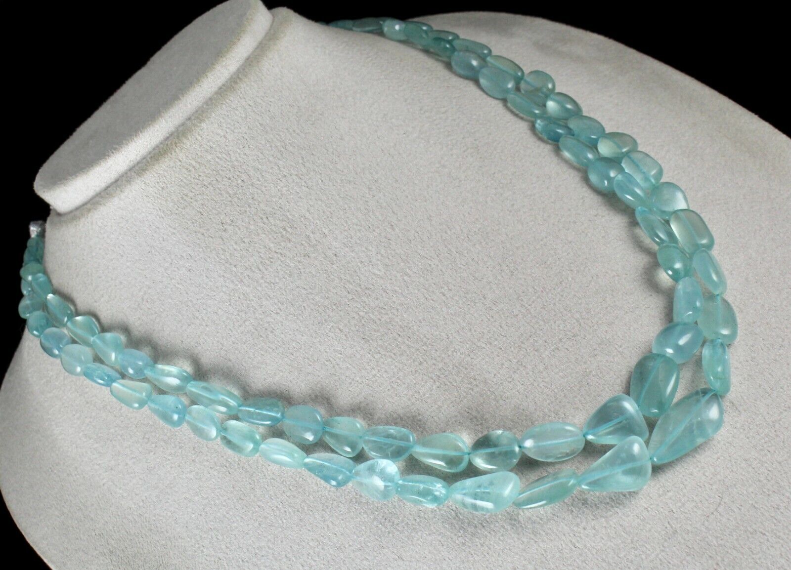 FINE NATURAL BLUE AQUAMARINE BEADS LONG 2 L 389 CARATS GEMSTONE FASHION NECKLACE