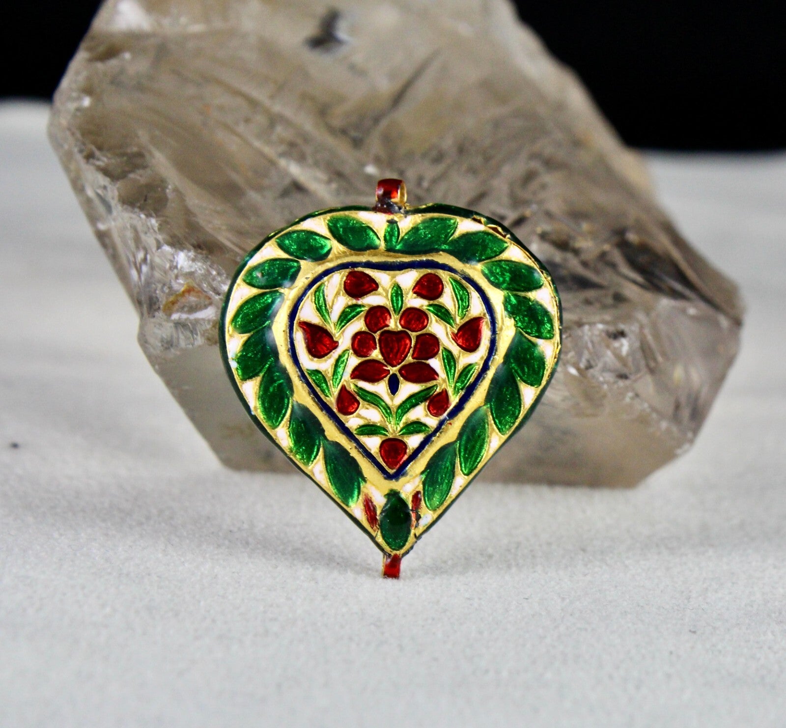 Certified Antique Green Jadau Natural Diamond 62.75ct Indian 22k Gold Pendant