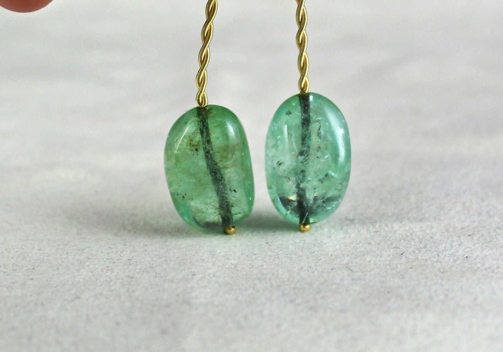 Certified Antique Natural Colombian Emerald Beads 75ct 23mm Gemstone Pendant