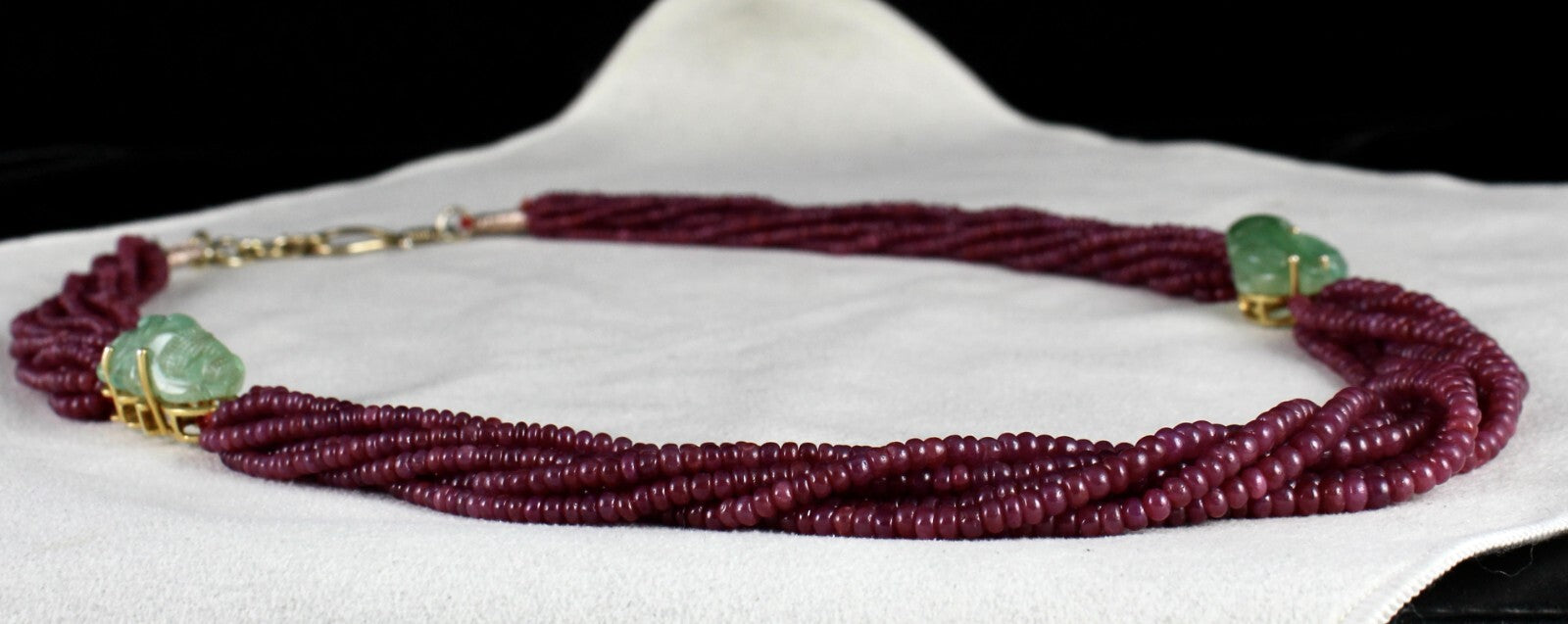 Certified Natural Ruby Beads 510 Ct Colombian Emerald Sterling Silver Necklace