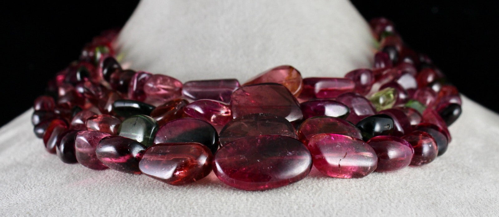 Certified Natural Multi Tourmaline Beads Tumble Gemstone Necklace 1445 Ct