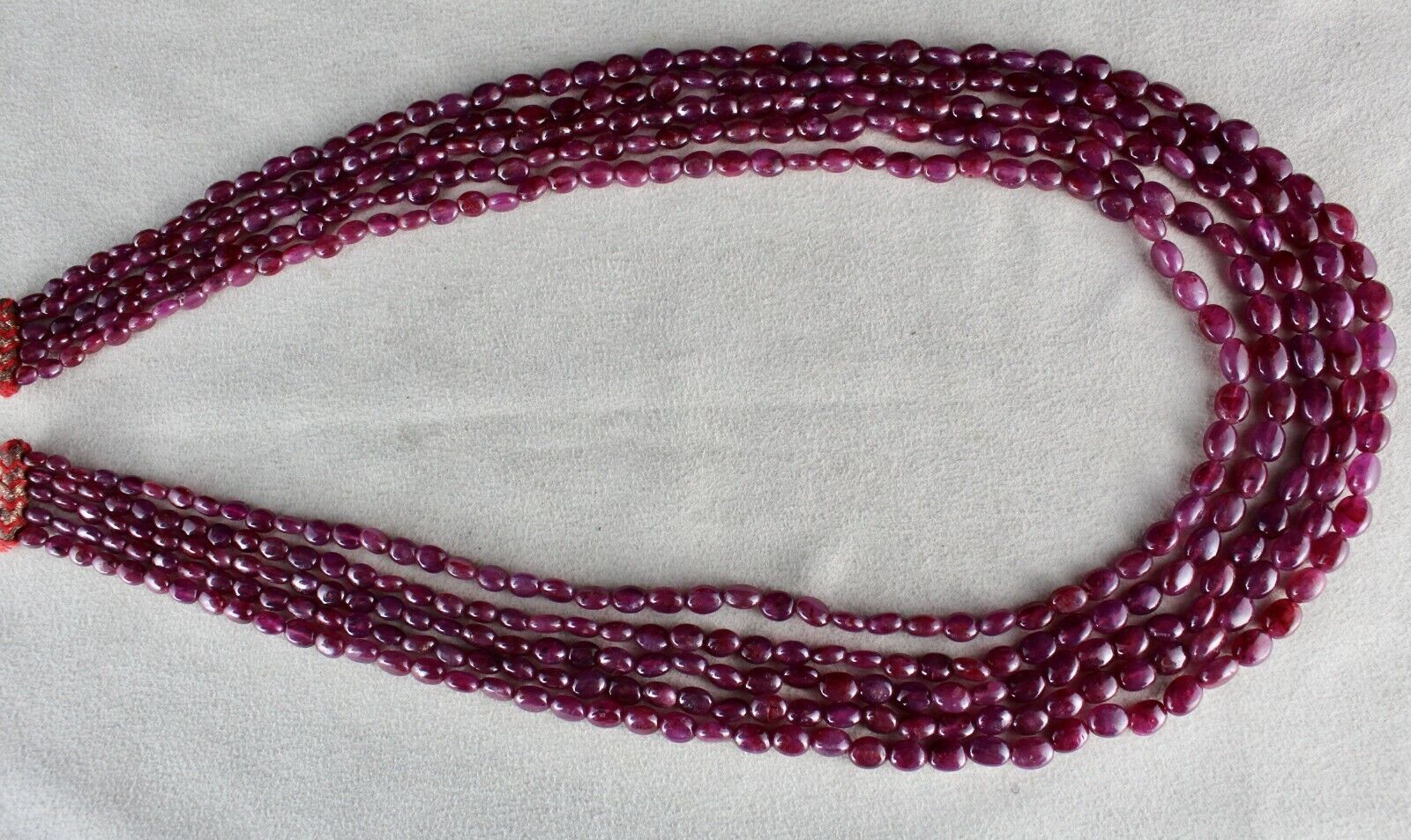 Natural Unheated Ruby Beaded Necklace 5 Line 586 Carats Drilled Gemstone String