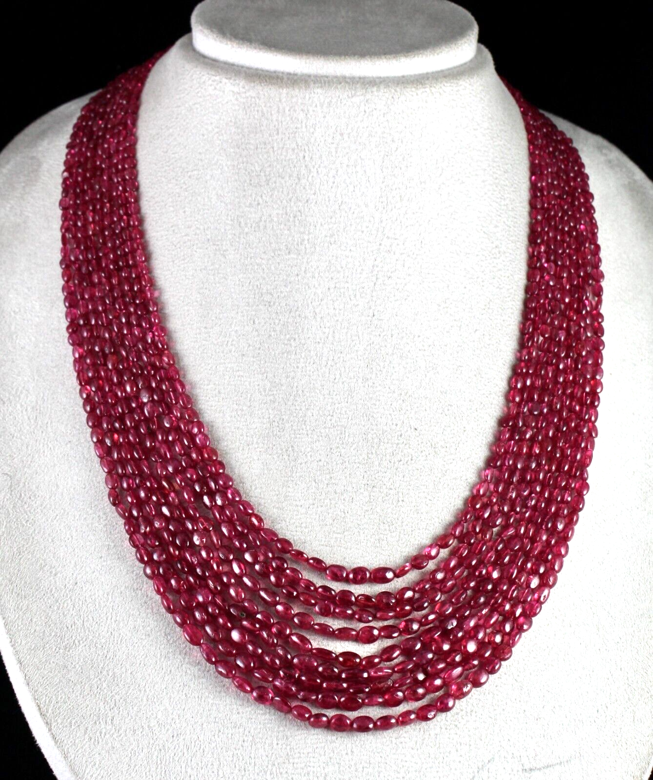Certified Natural Red Spinel Necklace Cabochon 423 Ct Gemstone Beads 9 Line