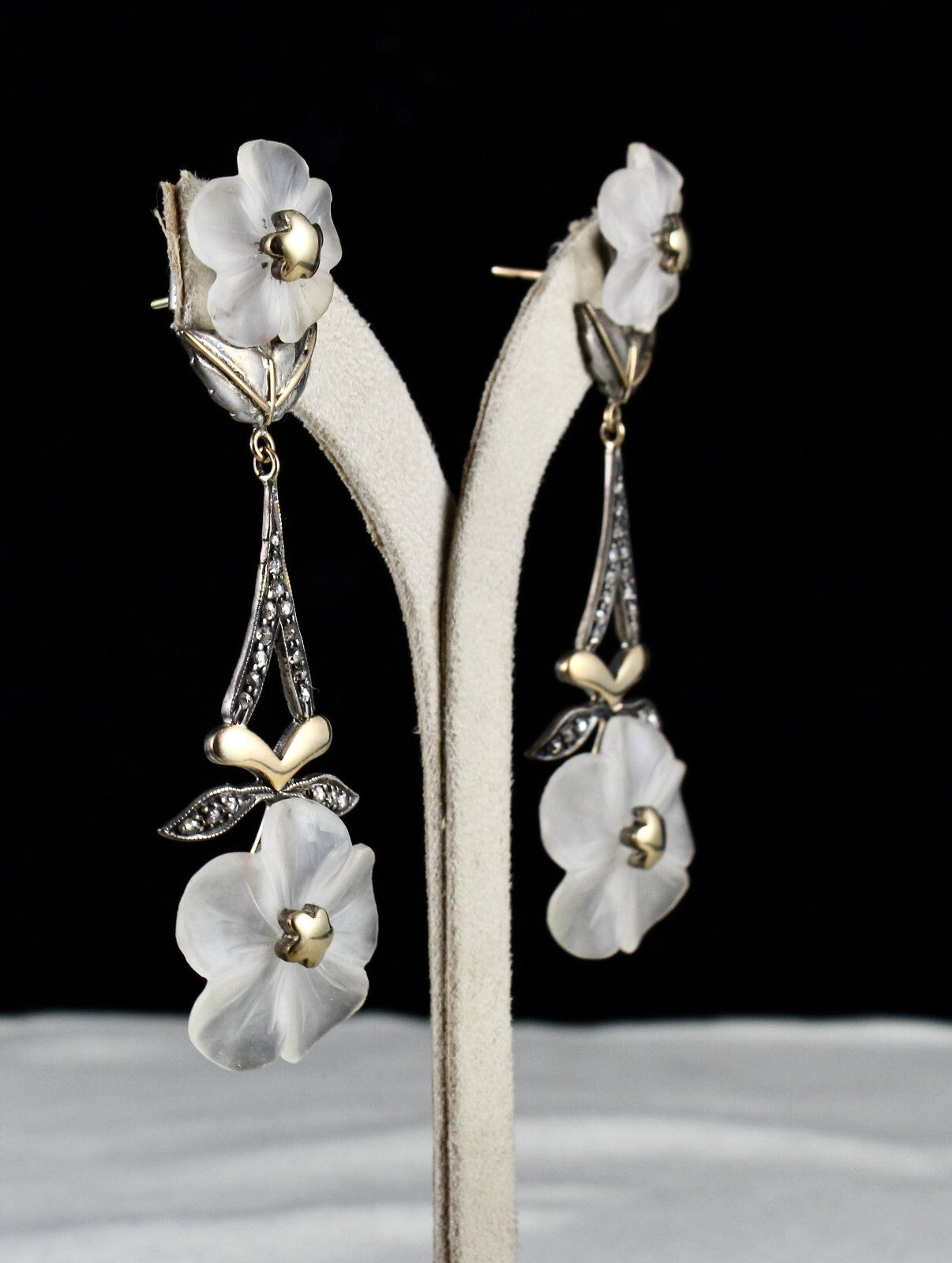 Natural Rock Crystal Quartz 114.7ct Natural Diamond 18k Gold 925 Silver Earrings