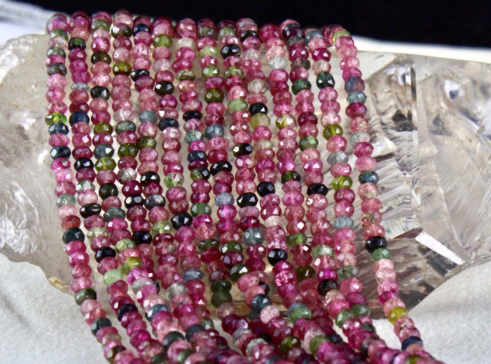 NATURAL MULTI TOURMALINE BEADS FACETTED ROUND 7 LINE 446 CTS GEMSTONE NECKLACE