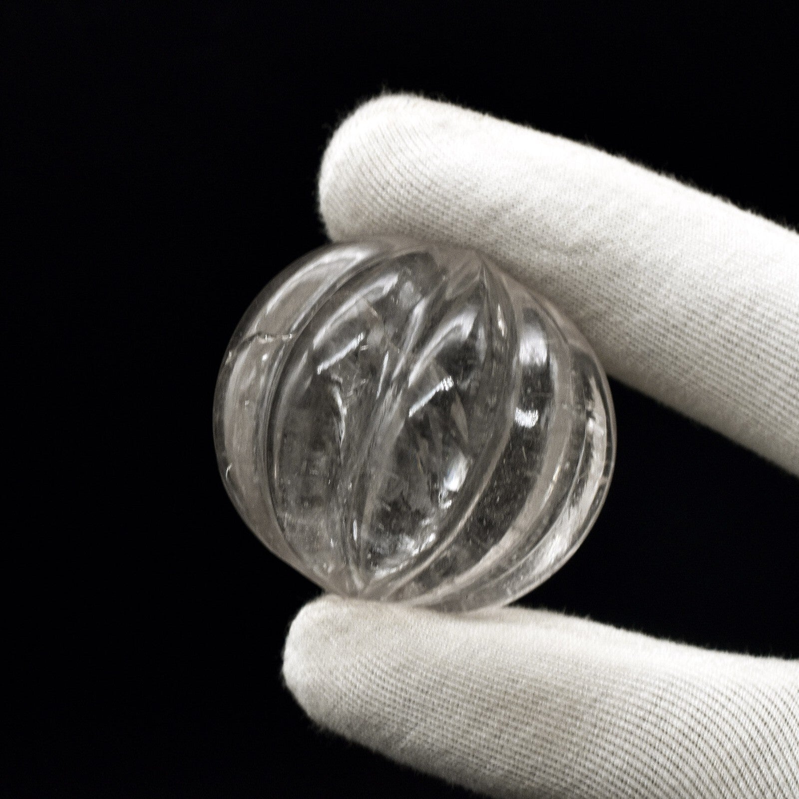 Natural Rock Crystal Quartz 321 Ct Carved Melon Round Big Gemstone Design