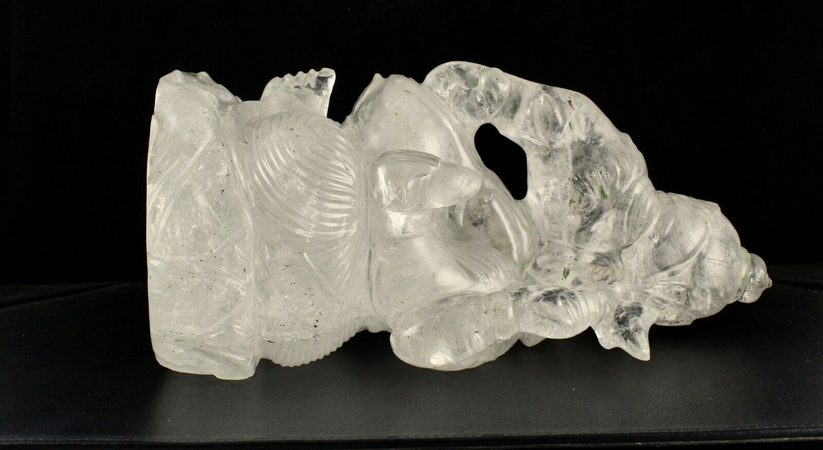 NATURAL ROCK CRYSTAL QUARTZ 32925 CTS 11"INCH LORD GANESHA STATUE HOME DECOR