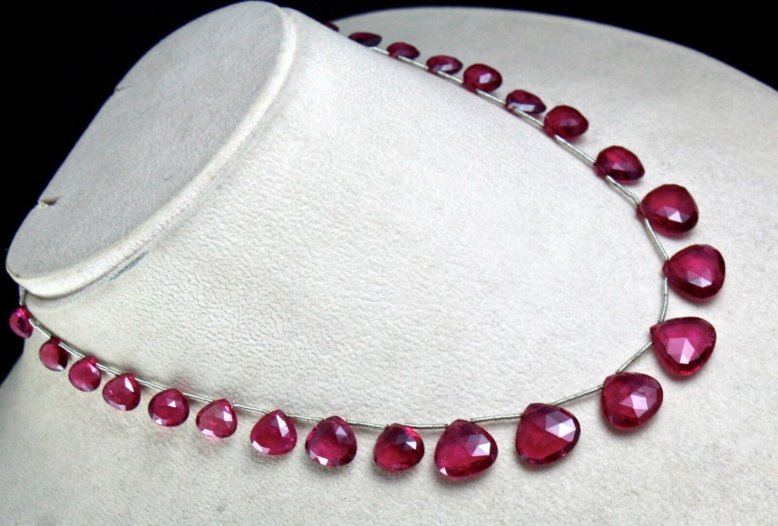 GTL CERTIFIED NATURAL PINK TOURMALINE RUBELLITE DROPS 97 CTS GEMSTONE NECKLACE