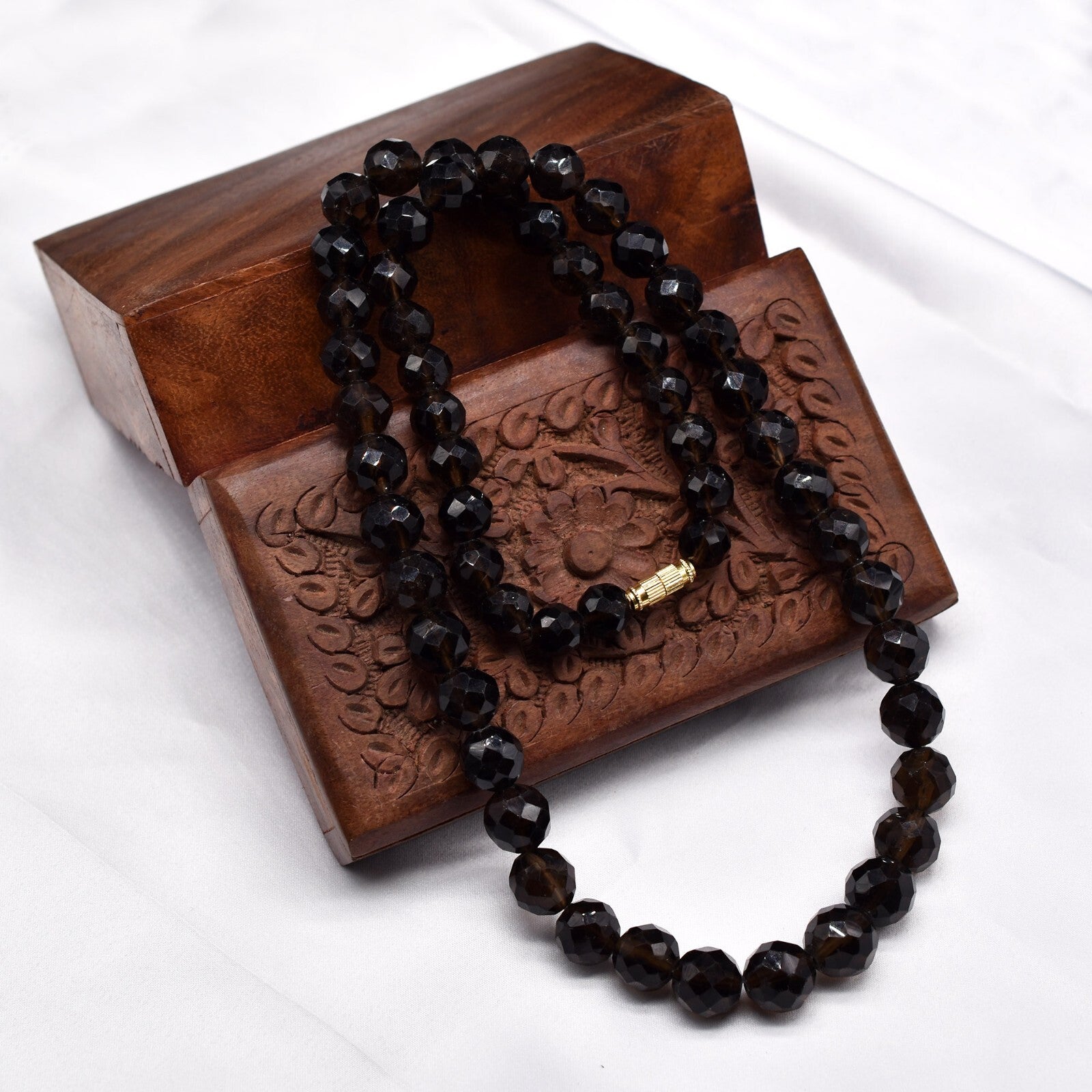 Natural Smoky Quartz Faceted Gemstone Necklace Beads Drilled 507 Ct Fashion