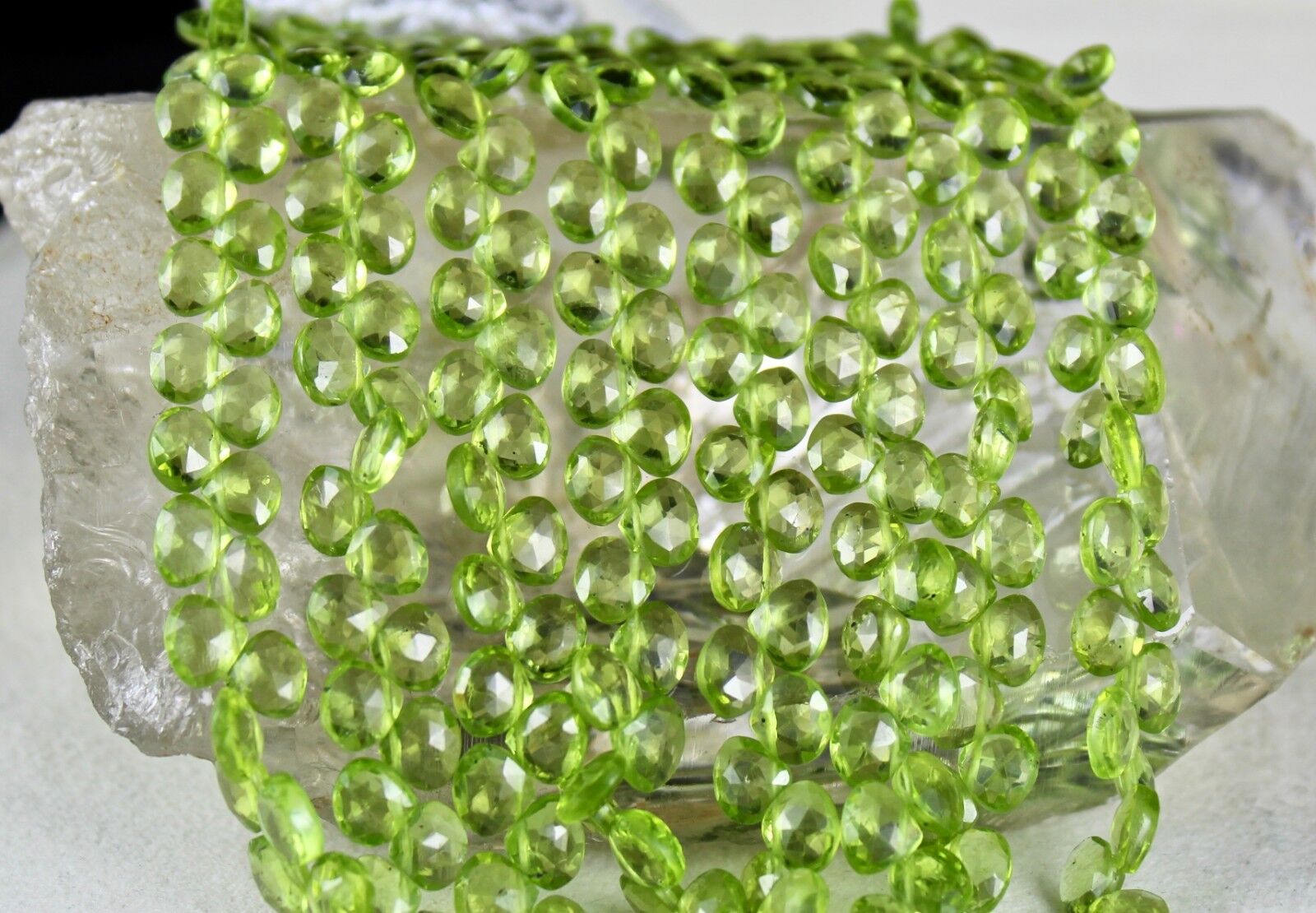 Natural Peridot Beads Teardrop 4 L 521 Ct Green Fine Gemstone Stylish Necklace