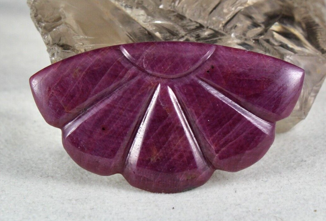Handcrafted Natural Ruby 110ct Carved 32x58mm Gemstone Pendant Design