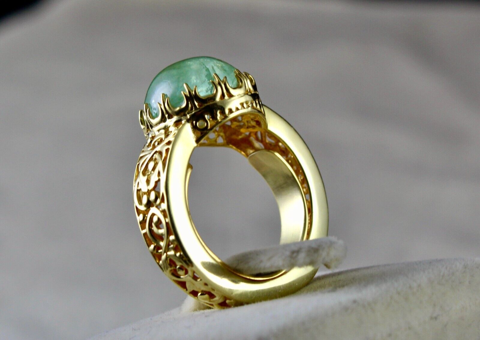 ELEGANT NATURAL OLD COLOMBIAN EMERALD OVAL GEMSTONE FINEST UNISEX SILVER RING
