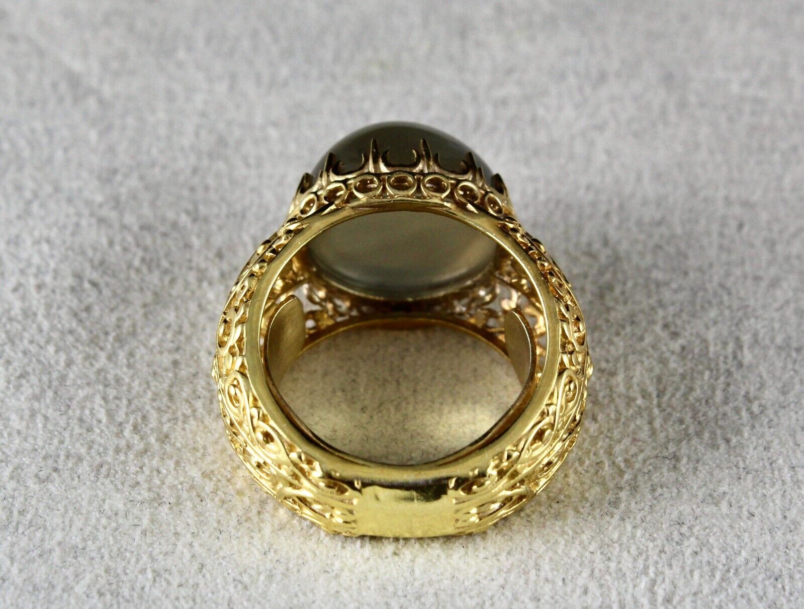NATURAL MOONSTONE CABOCHON CARVED 925 STERLING SILVER FINE DESIGN GEMSTONE RING