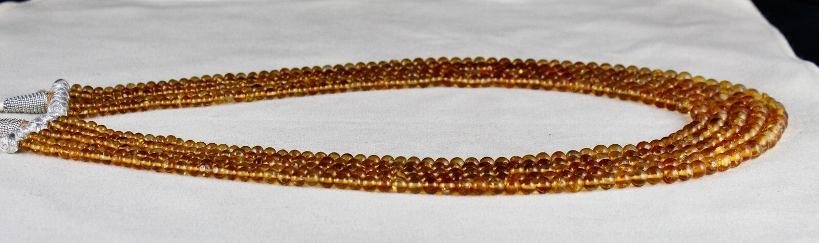 Natural Citrine Beads Round Necklace 365ct Yellow Gemstone Fashion Party Jewelry