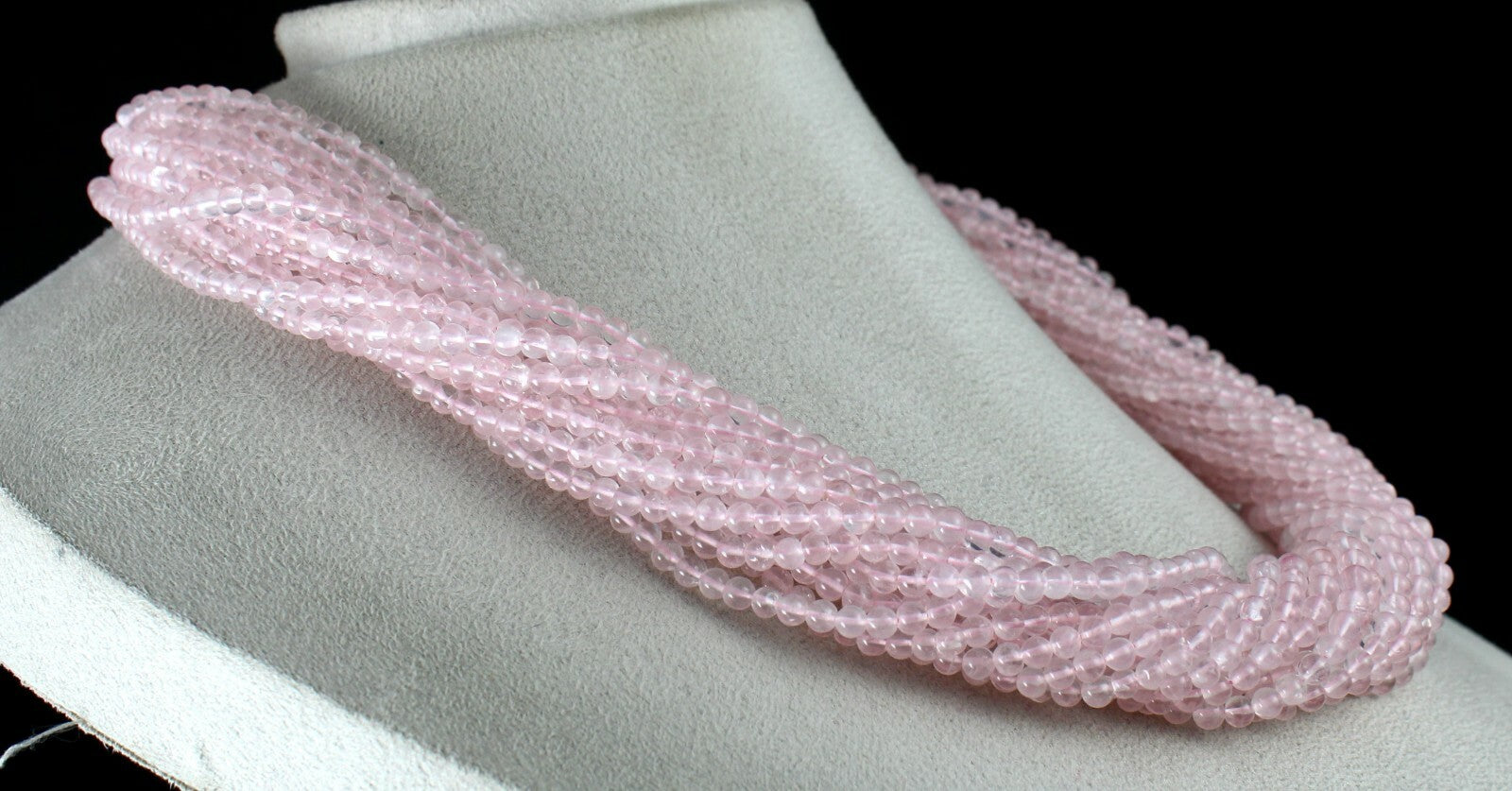 Natural Pink Rose Quartz Beads 1175 Carats Semi-precious 18 Line Necklace