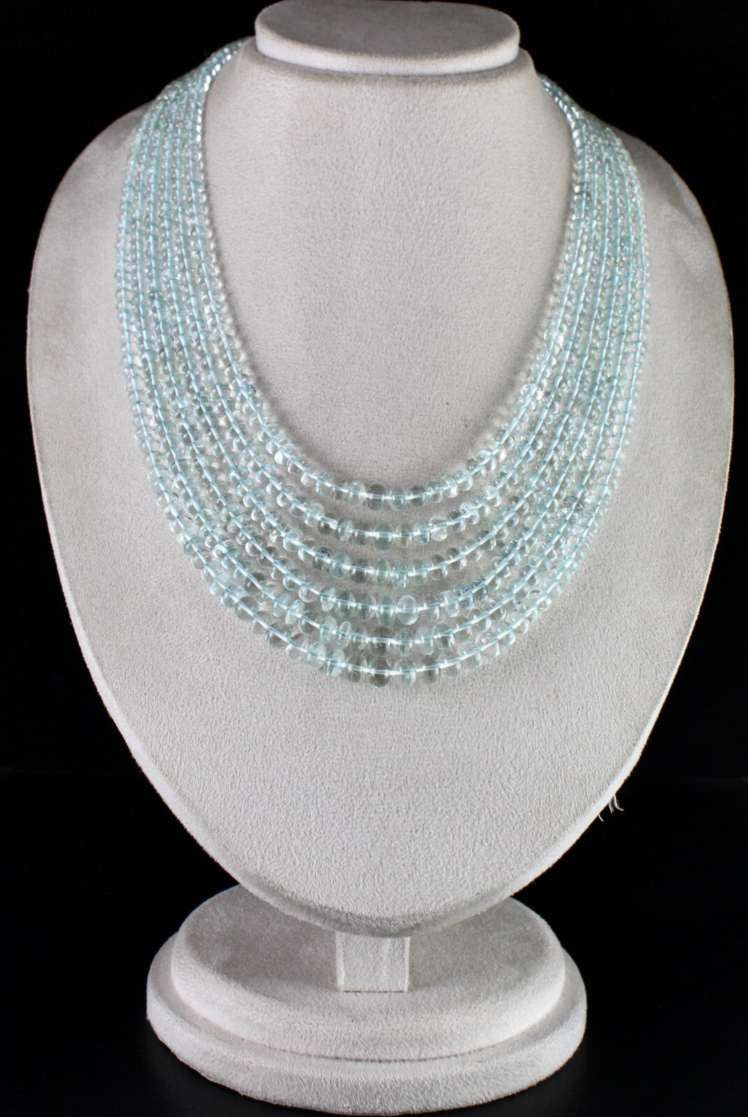 Certified Natural Blue Aquamarine 833 Ct Beads Round Finest Necklace For Women