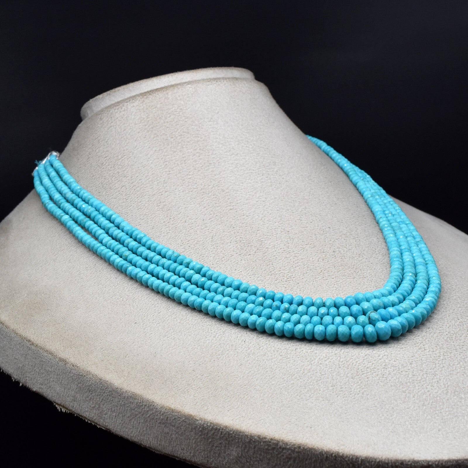 Certified Natural Turquoise Round Blue Gemstone Necklace 268 Ct Drilled Beads