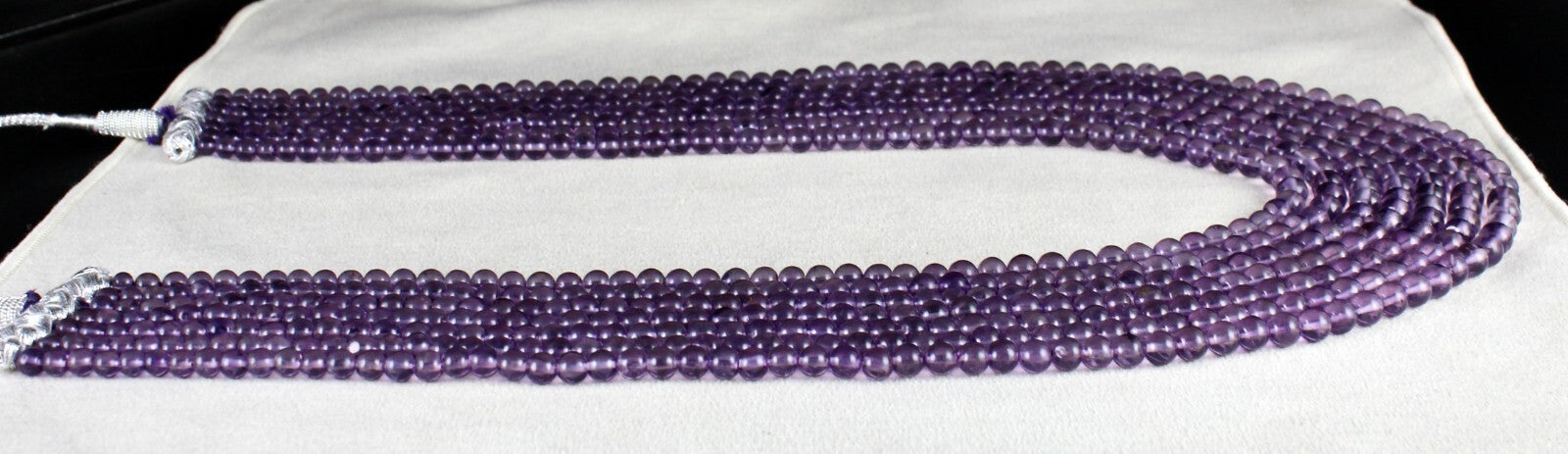 Natural Amethyst 7 Line Beads Necklace 804 Ct Purple Fashion Gemstone For Women