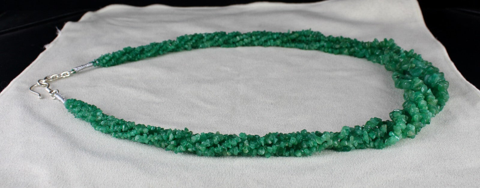 Certified Natural Colombian Emerald Beads Necklace 442 Ct Sterling Silver
