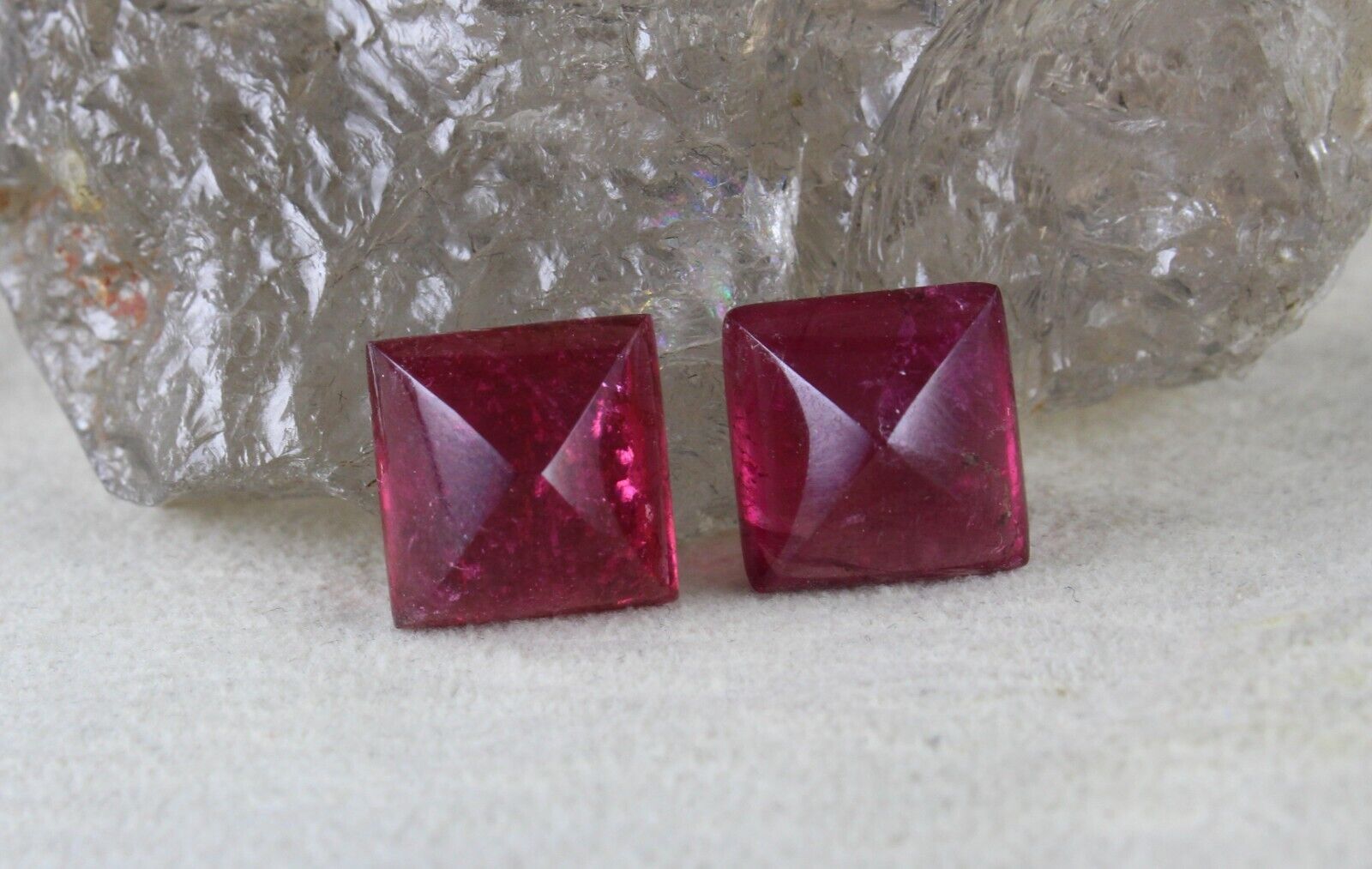 NATURAL PINK TOURMALINE RUBELLITE CABOCHON PAIR 18.20 CTS LOOSE GEMSTONE EARRING