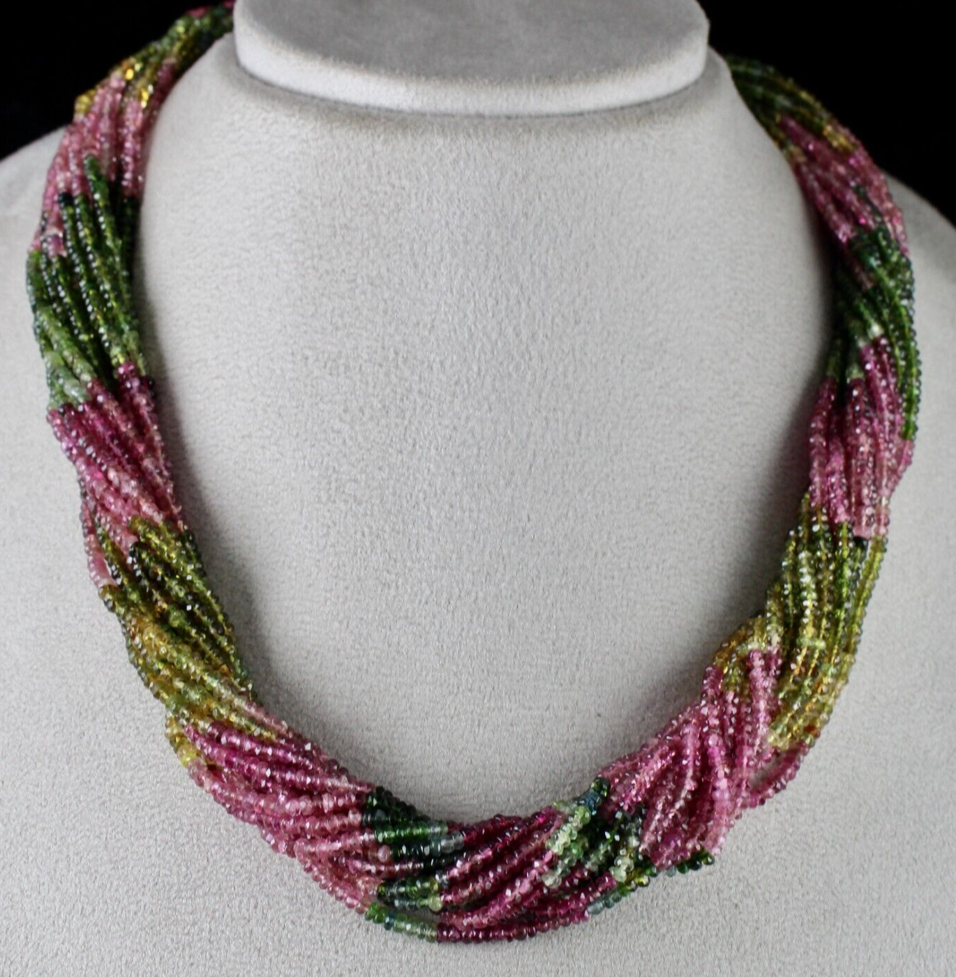 Certified Natural Multi Tourmaline 675 Ct Faceted Gemstone Necklace For Women