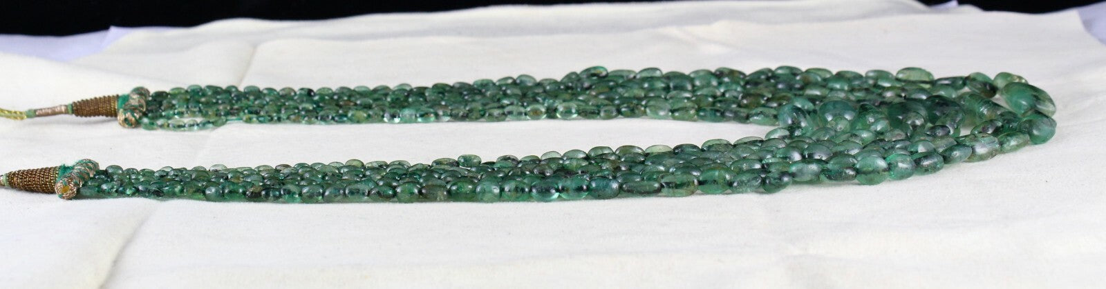 Antique Natural Emerald Beads Necklace 528 Ct Certified Long Classic 7l