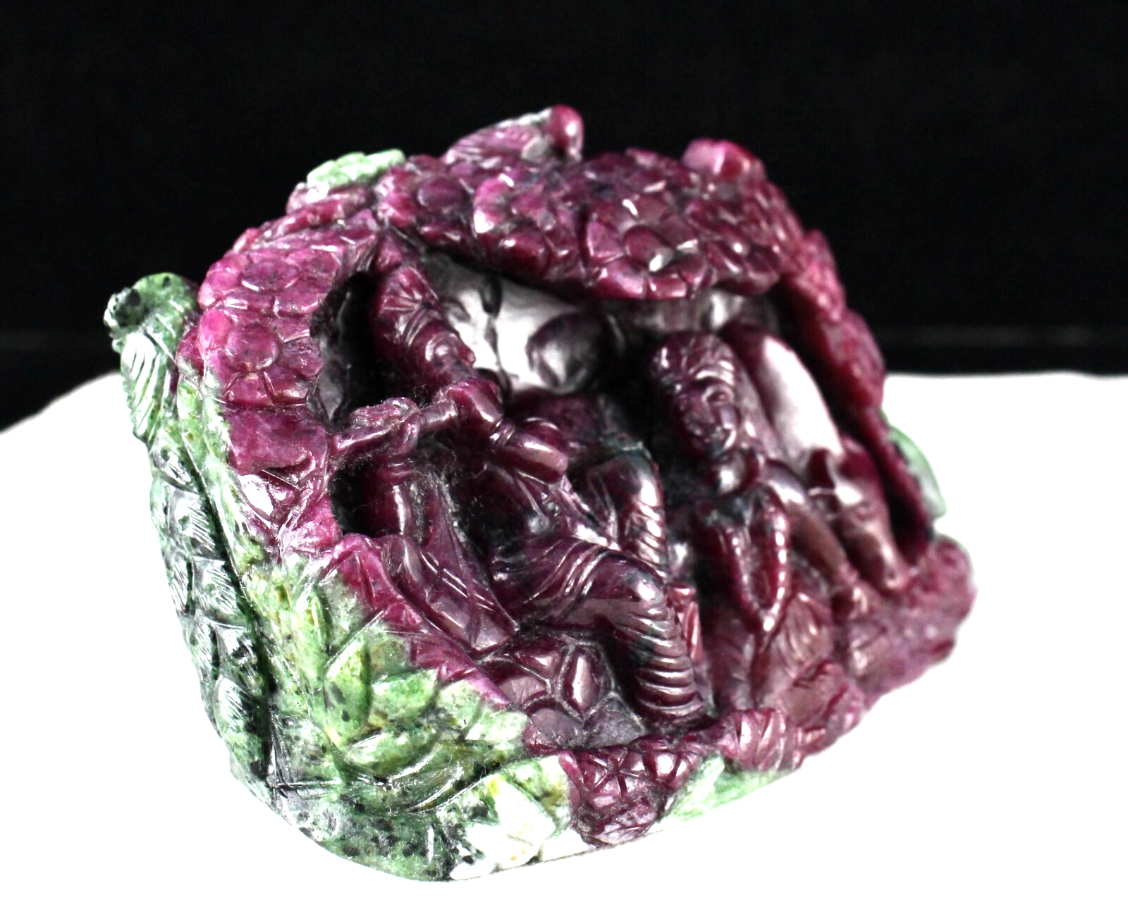 Certified Natural Ruby Zoisite 2309 Ct Lord Radha Krishna Stone Statue Decor