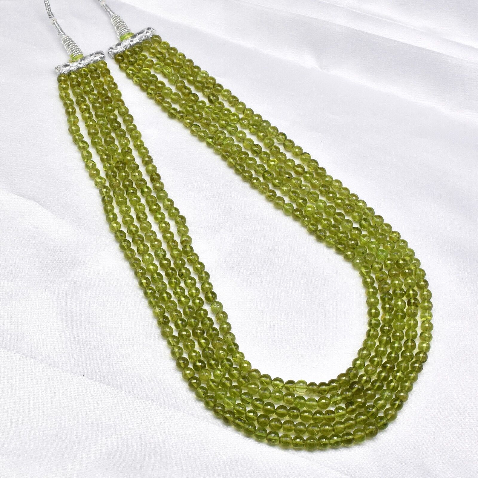 Natural Peridot Beads Round 5 L 800 Ct Green Gemstone Beaded Cocktail Necklace