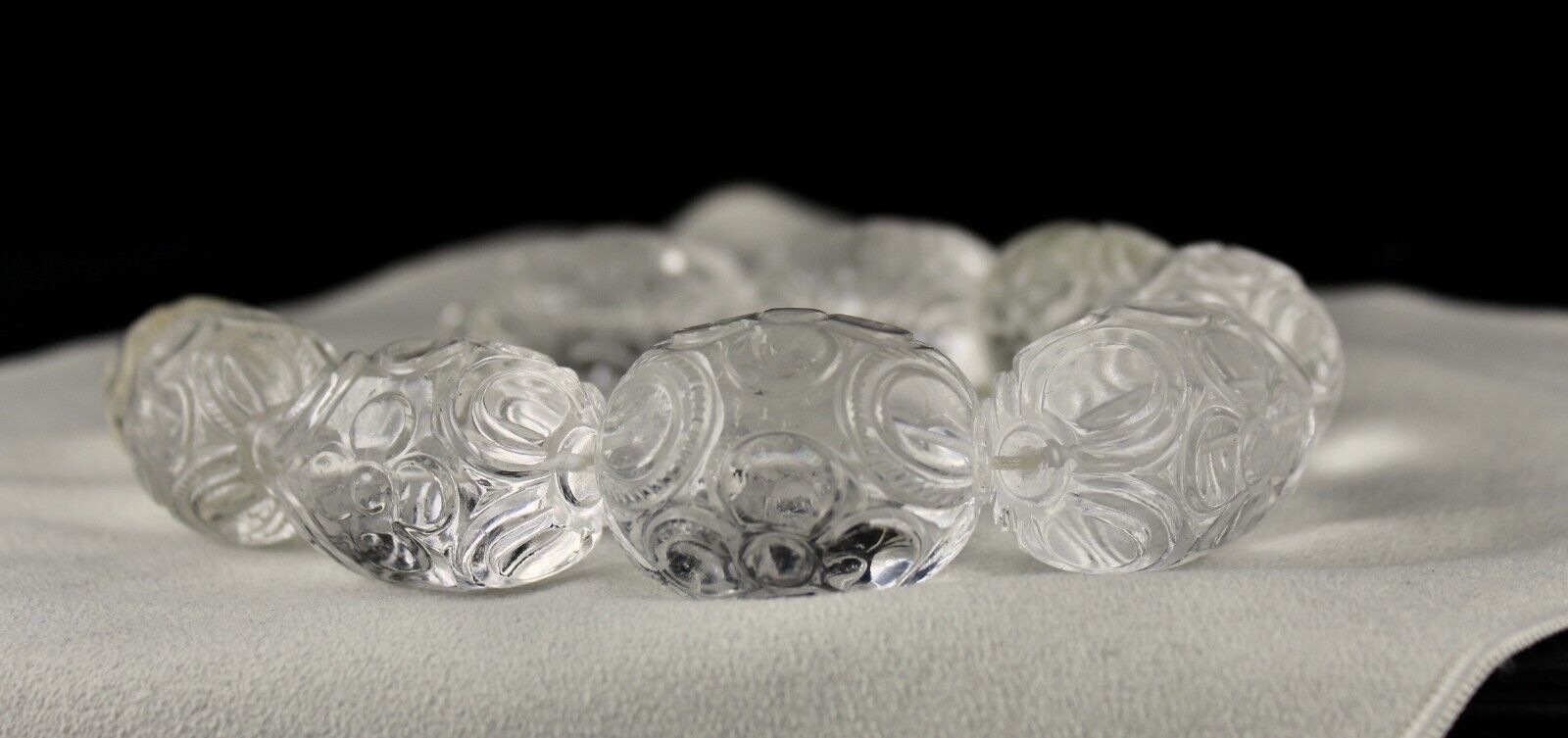 NATURAL WHITE ROCK CRYSTAL QUARTZ CARVED OVAL BEADS 9 PCS 2410 CARATS GEMSTONE