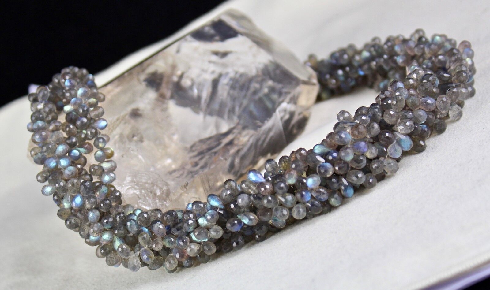 Natural Labradorite Teardrop 5 L 693 Ct Grey Gemstone Party Silver Necklace