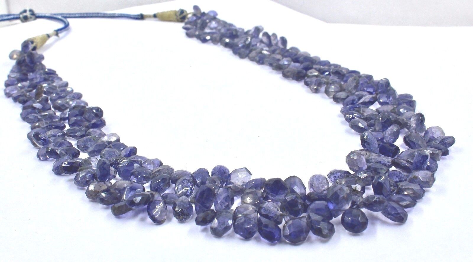 Natural Blue Iolite Beads 2 L 382 Ct Faceted Teardrop Gemstone Fashion Necklace