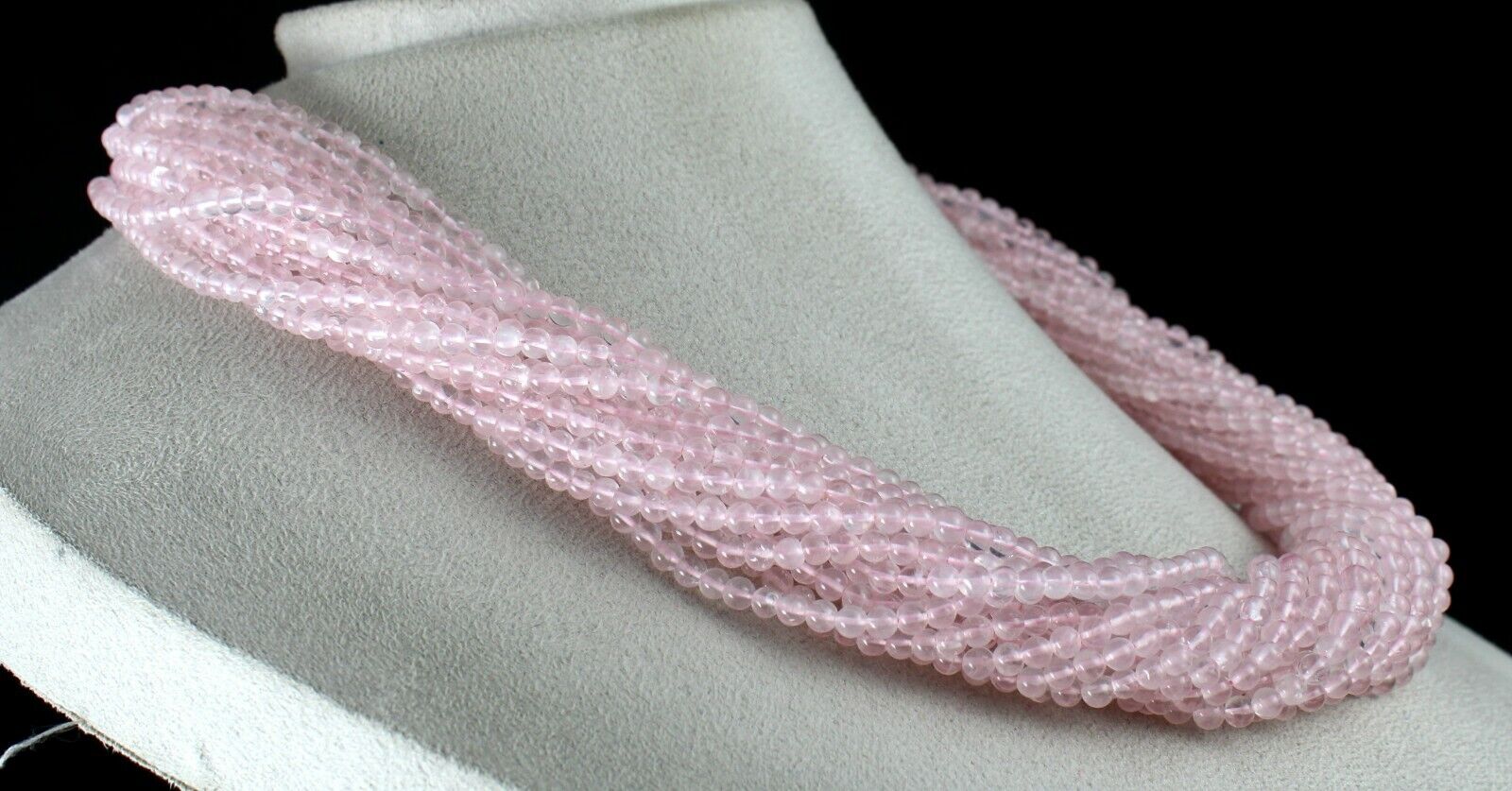 NATURAL PINK ROSE QUARTZ ROUND BEADS 18 LINE 1175 CARATS SEMI-PRECIOUS NECKLACE