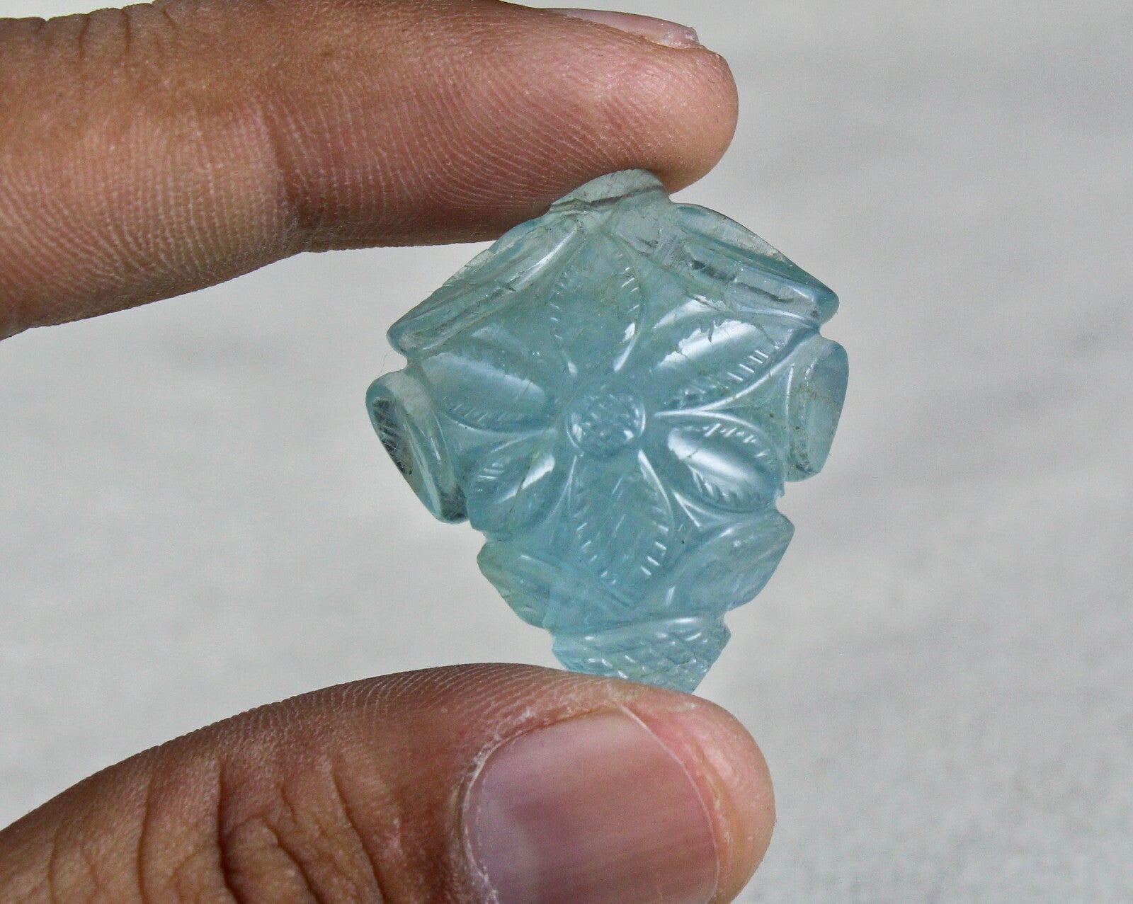 Certified Gtl Natural Blue Aquamarine Carved Pendant 49.71 Ct Design For Women