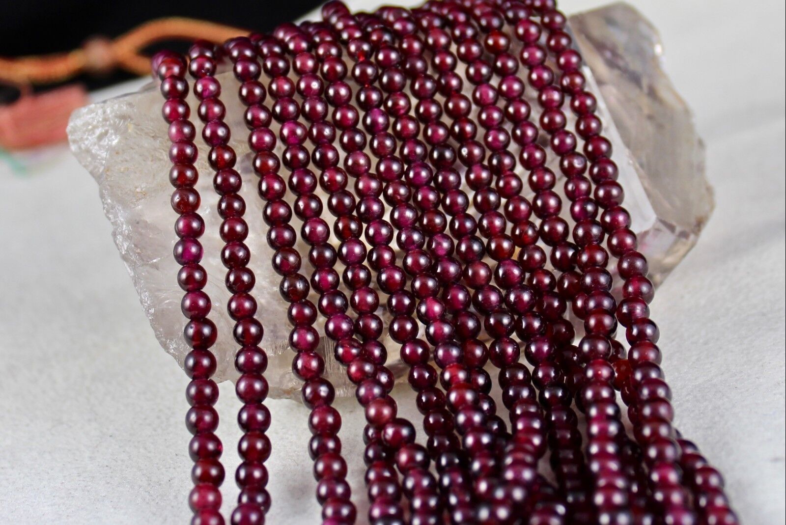 NATURAL RED GARNET BEADS ROUND 7 LINE 901 CARATS GEMSTONE LADIES STONE NECKLACE