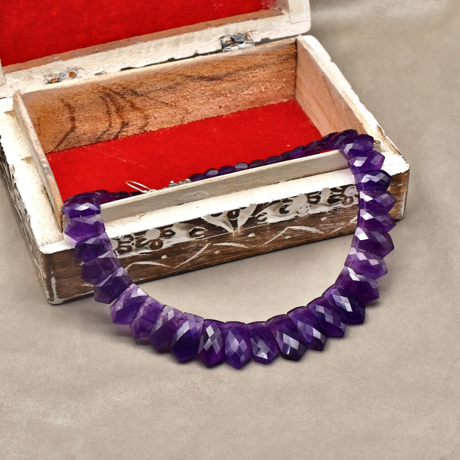 Certified Natural Amethyst 478 Ct Flat Cut Sterling Silver Necklace