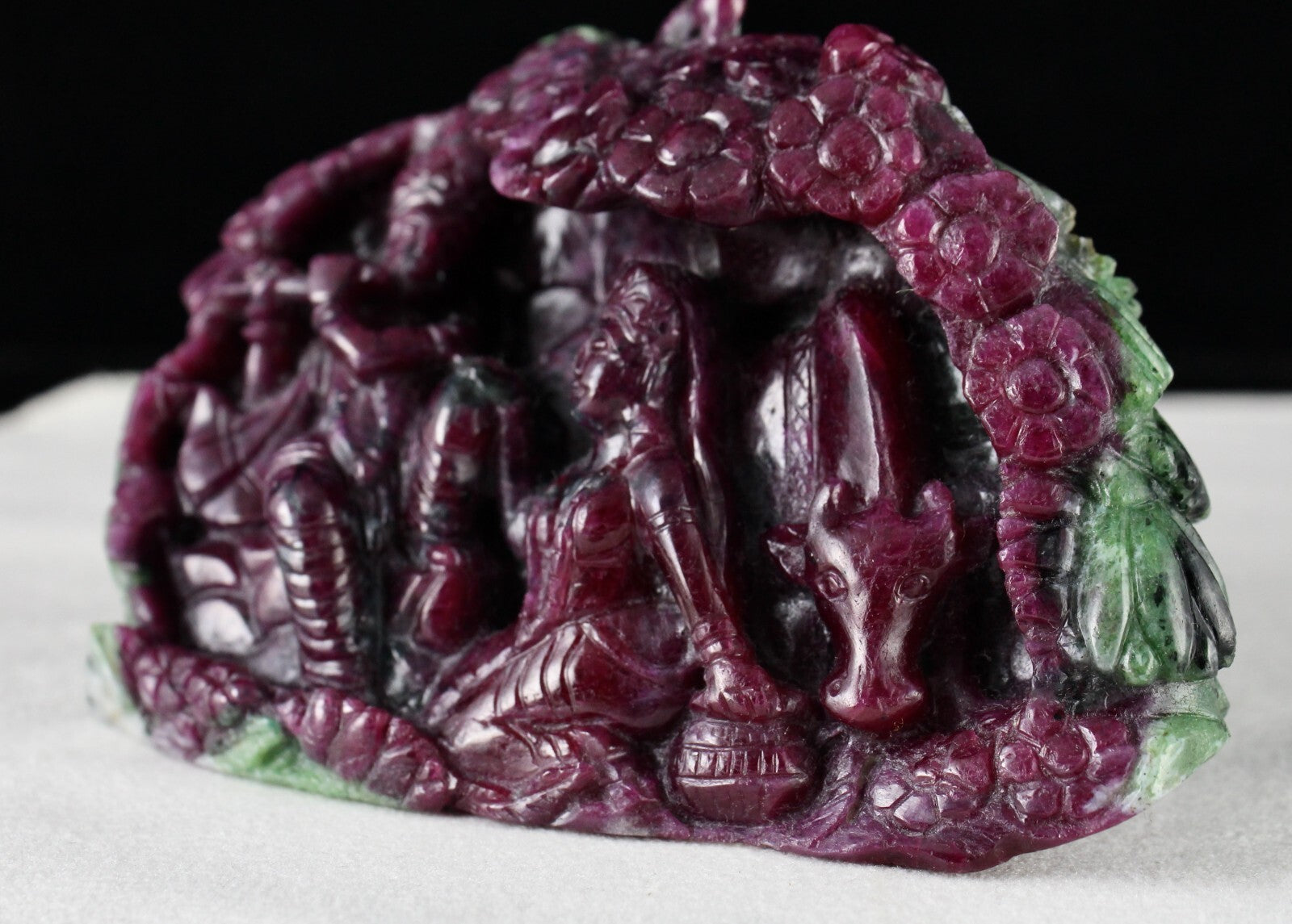 Certified Natural Ruby Zoisite 2309 Ct Lord Radha Krishna Stone Statue Decor