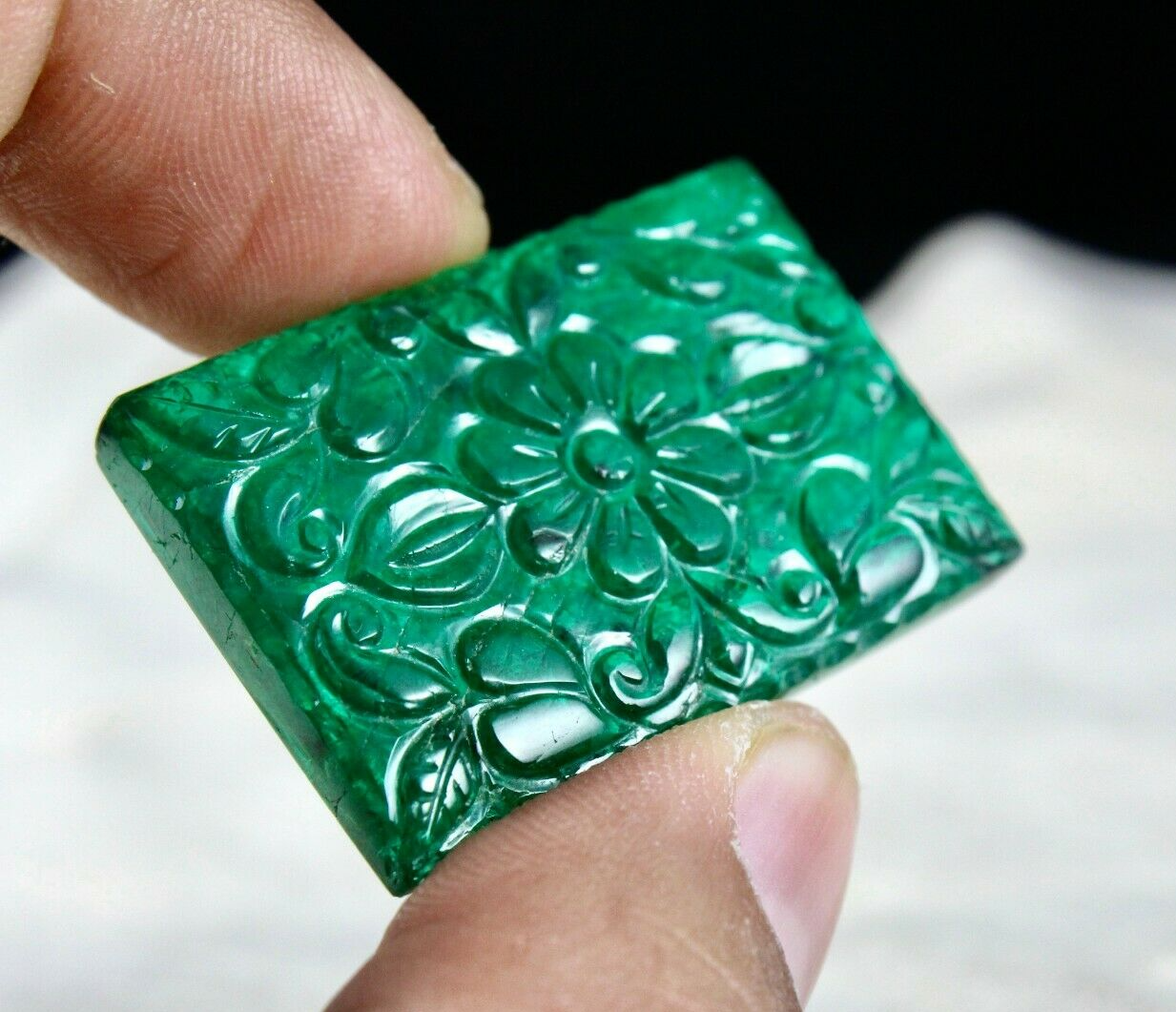 Certified Natural Zambian Emerald 76.67 Ct Rectangle Gemstone Pendant 26x38 Mm