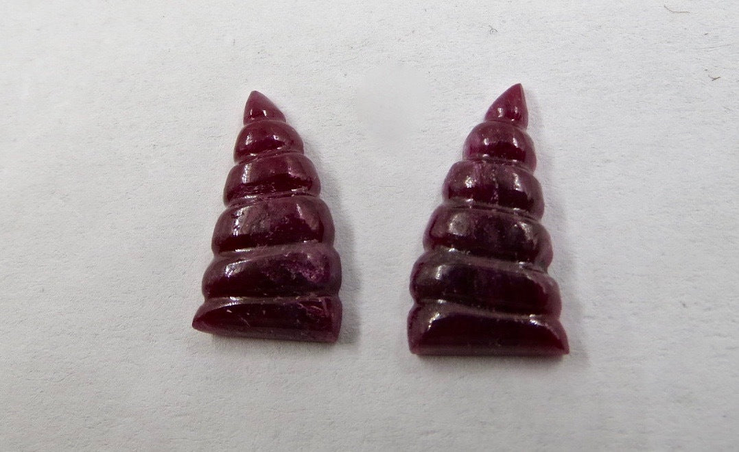 Certified Natural Ruby Carved Earring Pair 19.92ct Gemstone Designing For Women