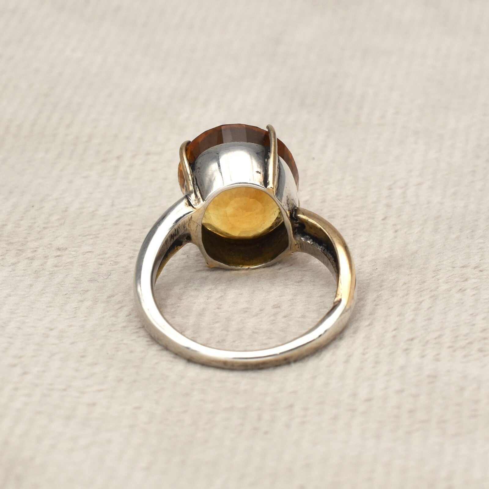 Vintage Citrine 10ct 18k Gold 925 Silver Ring Birthstone For Women Men
