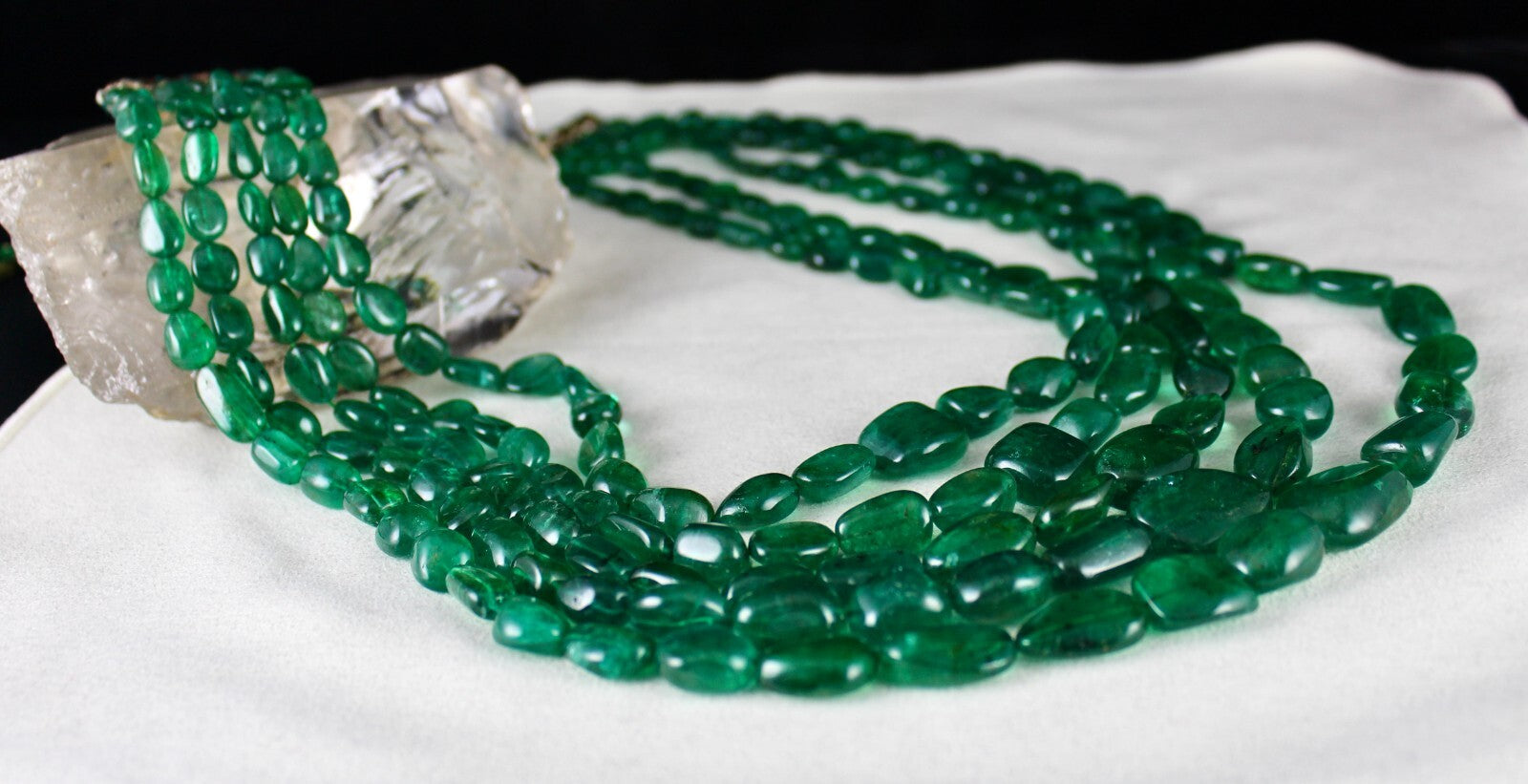Certified Natural Zambian Emerald Beads Cabochon 1250ct Gemstone Necklace