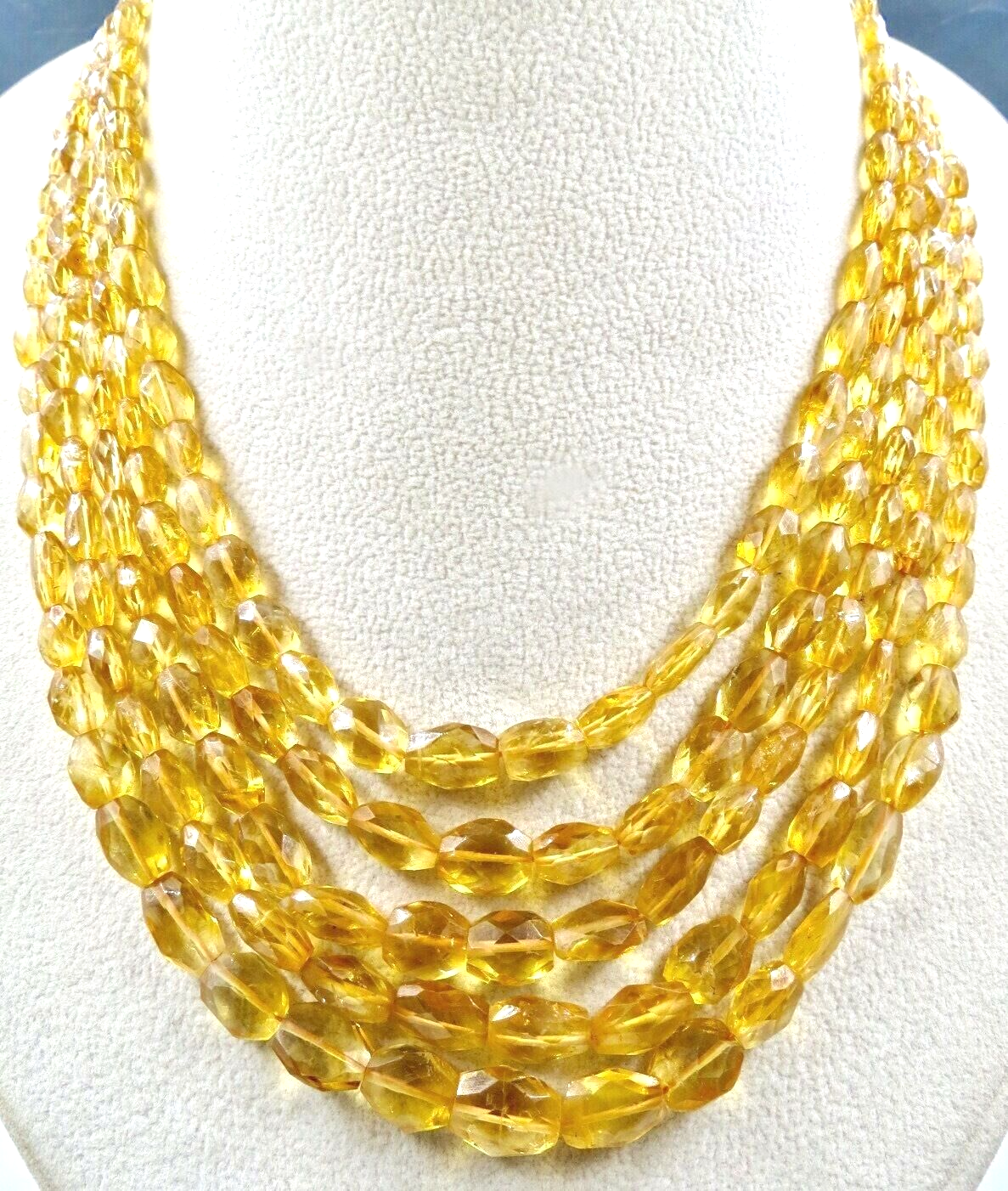 Natural Citrine Gemstone Necklace 5 L 453 Ct Faceted Beads Cocktail Fashion