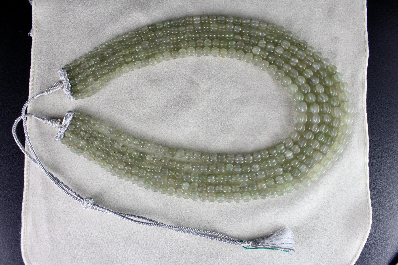 Vintage Natural Aventurine Jade Melon Beads 1012 Ct Gemstone Necklace