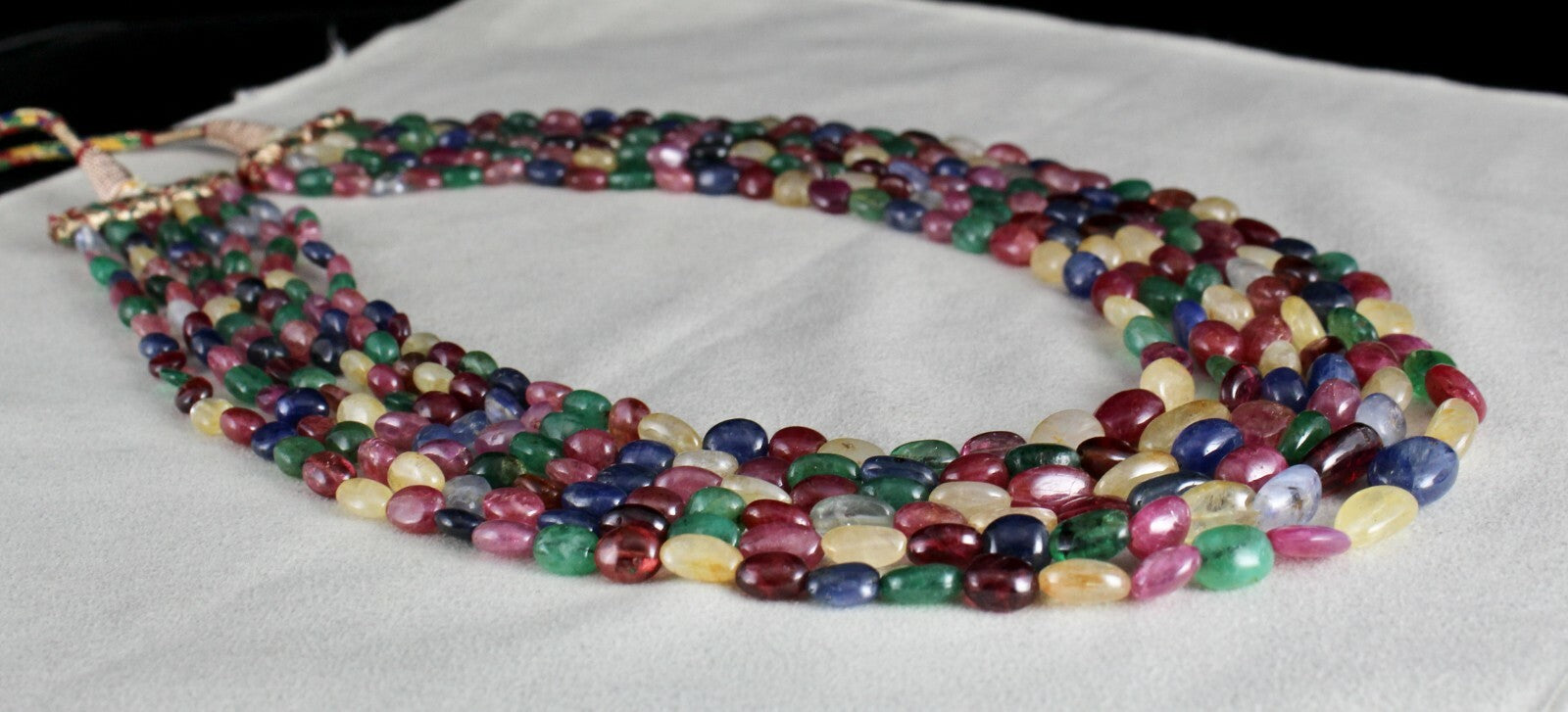 Certified 853 Ct Natural Emerald Ruby Sapphire Hessonite Spinel Necklace
