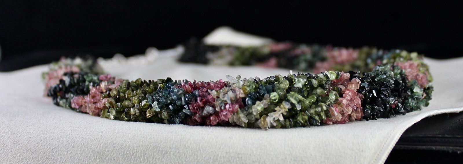 Natural Multi Tourmaline 1438 Ct Beads Sterling Silver Necklace Uncut 20 Line